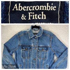 Abercrombie Fitch Jean Denim Trucker Jacket Women S‎ Medium Wash Y2K 90s Style